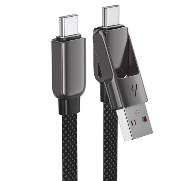 Кабель ACEFAST C13-05 USB/Type-C to Type-C 3A, 0.2m, nylon, zinc connectors, Black (6974316283539)