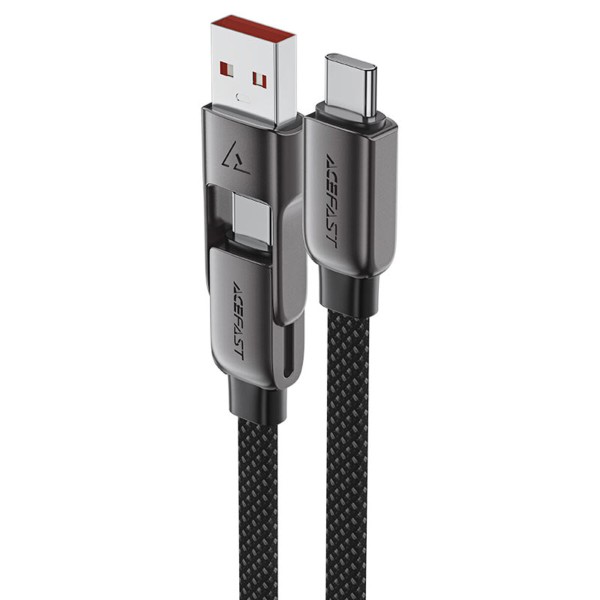 Кабель ACEFAST C13-05 USB/Type-C to Type-C 3A, 0.2m, nylon, zinc connectors, Black (6974316283539)