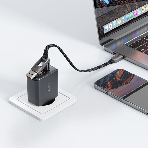 Кабель ACEFAST C13-05 USB/Type-C to Type-C 3A, 0.2m, nylon, zinc connectors, Black (6974316283539)