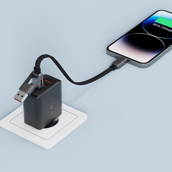 Кабель ACEFAST C13-05 USB/Type-C to Type-C 3A, 0.2m, nylon, zinc connectors, Black (6974316283539)