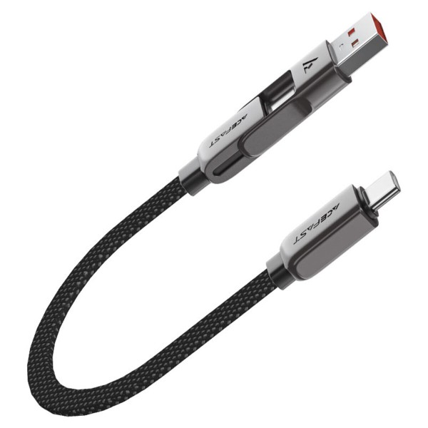 Кабель ACEFAST C13-05 USB/Type-C to Type-C 3A, 0.2m, nylon, zinc connectors, Black (6974316283539)