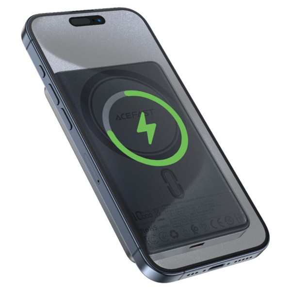 Зовнішній акумулятор ACEFAST M12 PD20W ultra-thin magnetic wireless charging power bank 10000mAh, Black (6974316283393)