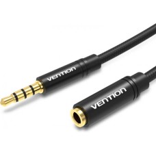 Аудіокабель подовжувач Vention Cotton Braided 3.5mm Audio Extension Cable 1M Black Metal Type (BHBBF)