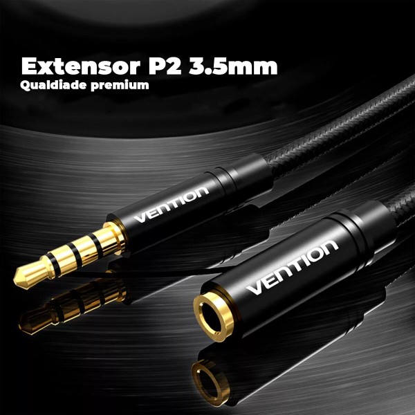 Аудіокабель подовжувач Vention Cotton Braided 3.5mm Audio Extension Cable 1M Black Metal Type (BHBBF)