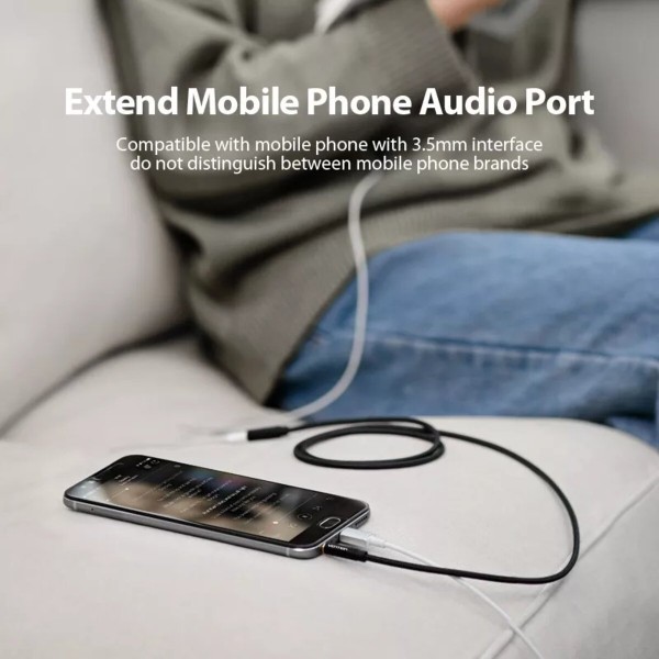 Аудіокабель подовжувач Vention Cotton Braided 3.5mm Audio Extension Cable 1.5M Black Metal Type (BHBBG)