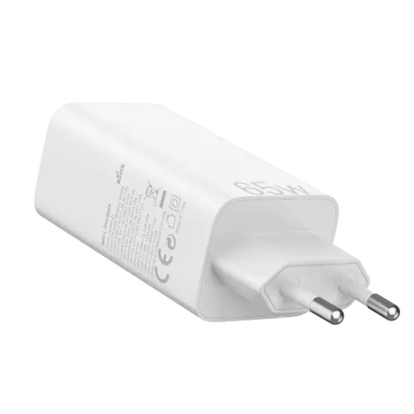Мережевий зарядний пристрій Vention 3-port USB(C+C+A) GaN Charger(65W/30W/30W) EU-Plug White (FEDW0-EU)