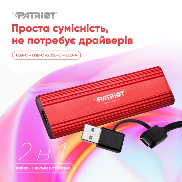 Портативний SSD Patriot Transporter Lite 1TB Red Type-C (PTPL1TBPEC)