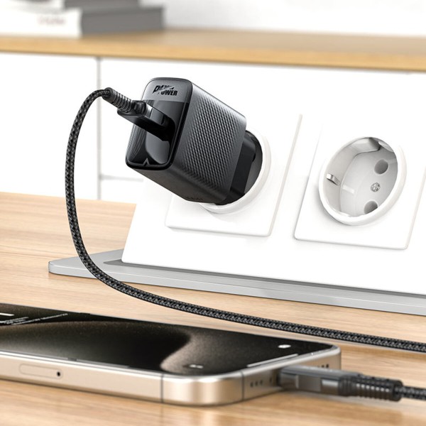 Мережевий зарядний пристрій ACEFAST A102 PD30W GaN single USB-C charger (EU) Black (6974316283287)
