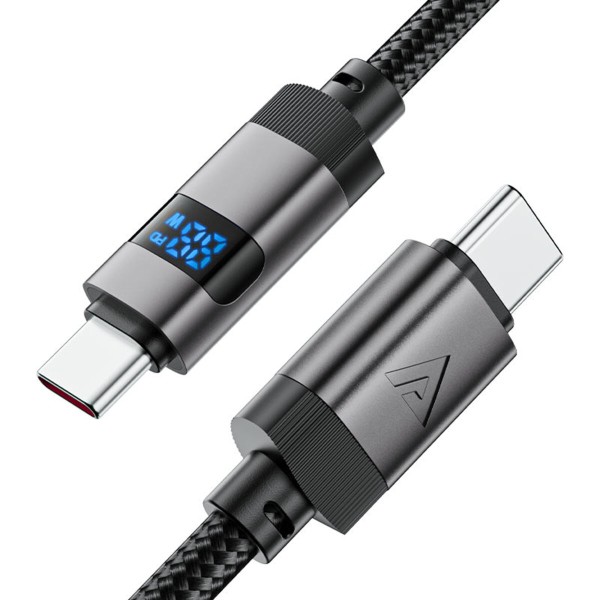 Кабель ACEFAST C15-03 USB-C to USB-C zinc alloy digital display braided charging data cable Black (6974316283720)