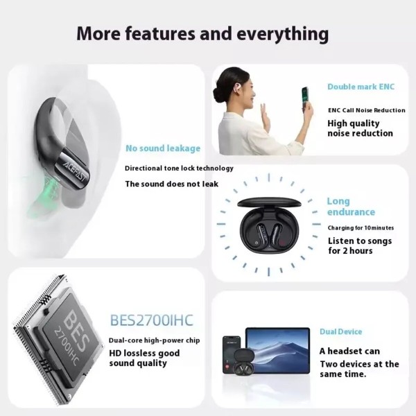 Бездротові навушники ACEFAST FA002 ACEFIT Air wireless earbuds Black (6974316283621)