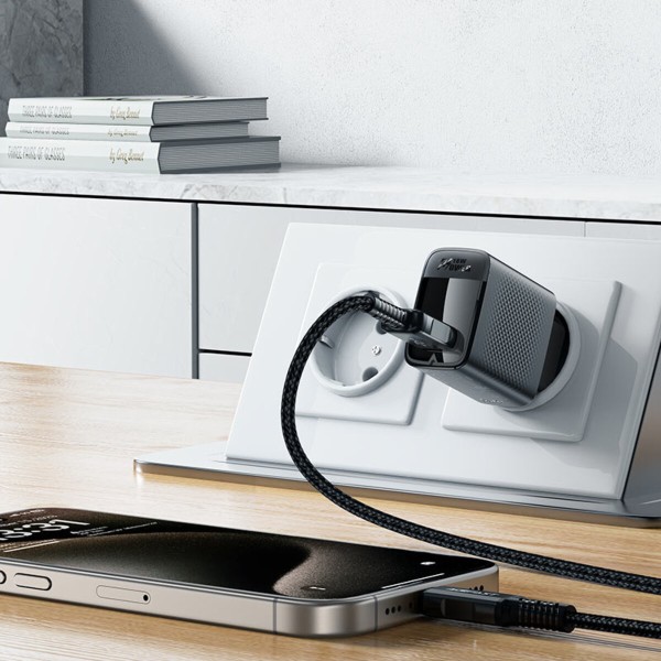 Мережевий зарядний пристрій ACEFAST A90 QC18W GaN single USB-A charger set (P3) (EU) Black (6974316280064)