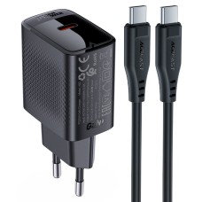 Мережевий зарядний пристрій ACEFAST A82 PD20W GaN single USB-C charger set (P5) (EU) Black (6974316280057)