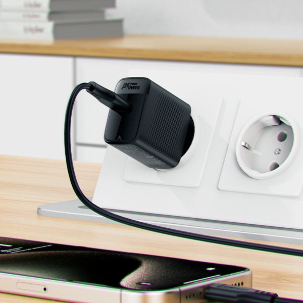 Мережевий зарядний пристрій ACEFAST A82 PD20W GaN single USB-C charger set (P5) (EU) Black (6974316280057)