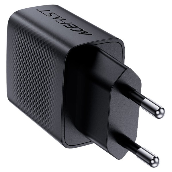 Мережевий зарядний пристрій ACEFAST A82 PD20W GaN single USB-C charger set (P5) (EU) Black (6974316280057)