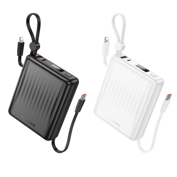 Зовнішній акумулятор BOROFONE BJ70A Vigorous 22.5W+PD20W fully compatible power bank with cable(15000mAh) Black (6941991116698)