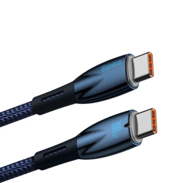 Кабель Baseus Glimmer Series Fast Charging Data Cable Type-C to Type-C 100W 1m Blue (CADH000703)