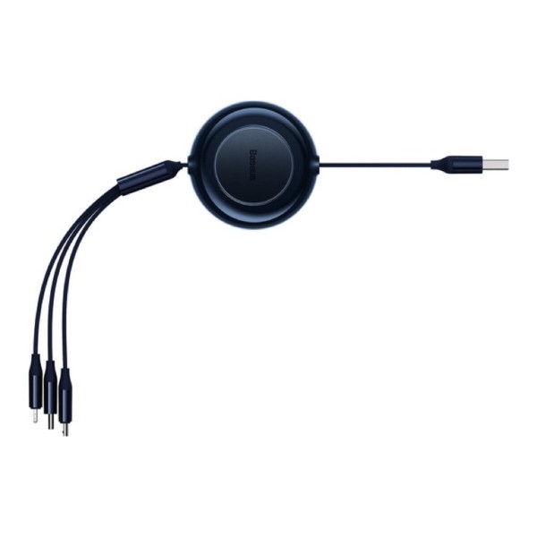 Кабель Baseus Bright Mirror 2 Series Retractable 3-in-1 Fast Charging  Data Cable USB to M+L+C 3.5A 1.1m Blue (CAMJ010003)
