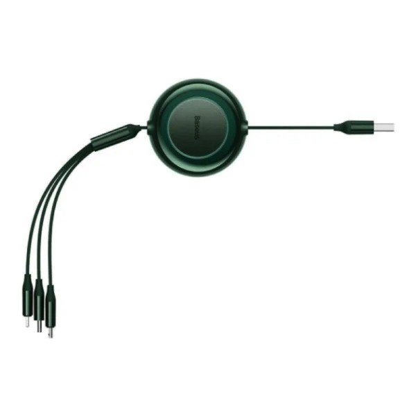 Кабель Baseus Bright Mirror 2 Series Retractable 3-in-1 Fast Charging  Data Cable USB to M+L+C 3.5A 1.1m Green (CAMJ010006)