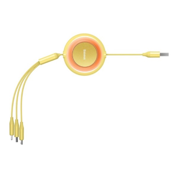 Кабель Baseus Bright Mirror 2 Series Retractable 3-in-1 Fast Charging  Data Cable USB to M+L+C 3.5A 1.1m yellow (CAMJ010011)