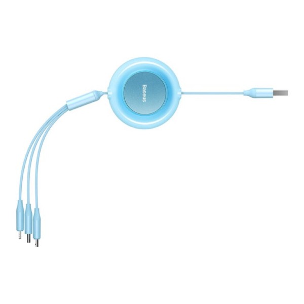 Кабель Baseus Bright Mirror 2 Series Retractable 3-in-1 Fast Charging  Data Cable USB to M+L+C 3.5A 1.1m Sky Blue (CAMJ010017)