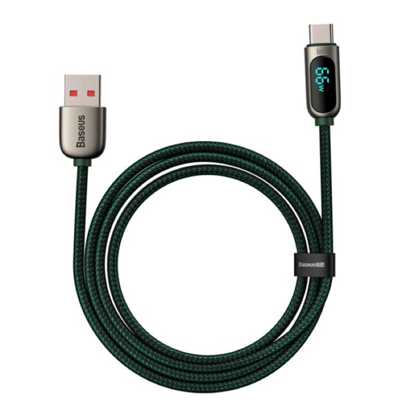 Кабель Baseus Display Fast Charging Data Cable USB to Type-C 66W 1m Green (CASX020006)