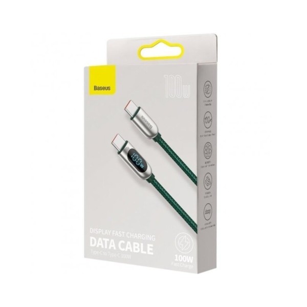 Кабель Baseus Display Fast Charging Data Cable Type-C to Type-C 100W 2m Green (CATSK-C06)