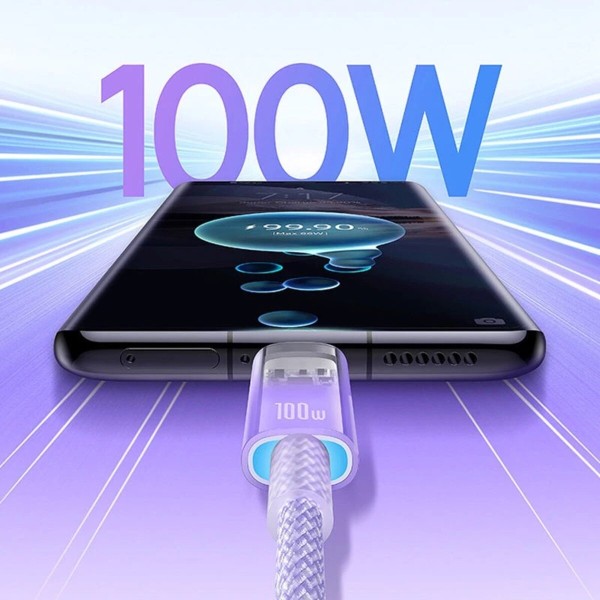 Кабель Baseus Explorer Series Fast Charging Cable with Smart Temperature Control USB-C to USB-C 100W 1m Nebula Purple (P10319703511-00)