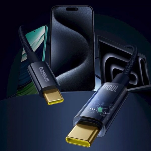 Кабель Baseus Explorer Charging Cable USB-C to USB-C 100W with Auto Shutdown  1m Deepsea Blue (P10319704321-00)