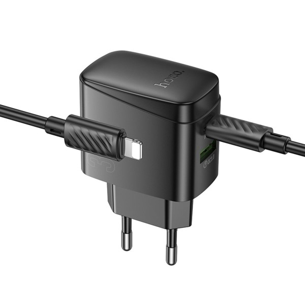 Мережевий зарядний пристрій HOCO CS61A Bright PD30W+QC3.0 charger set (C to iP)(EU) Black (6942007638432)