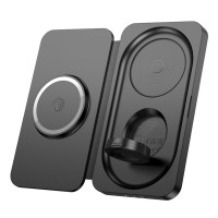 Бездротовий зарядний пристрій HOCO CQ13 Triumph 3-in-1 travel folding wireless fast charger Black (6942007635509)