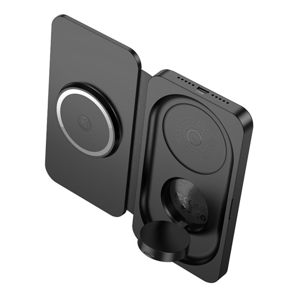 Бездротовий зарядний пристрій HOCO CQ13 Triumph 3-in-1 travel folding wireless fast charger Black (6942007635509)