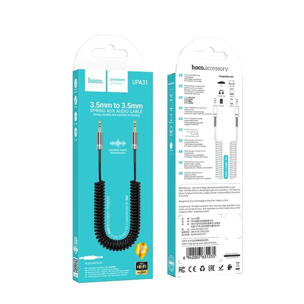 Аудiокабель HOCO UPA31 Cindy spring audio cable AUX Black (6942007631235)