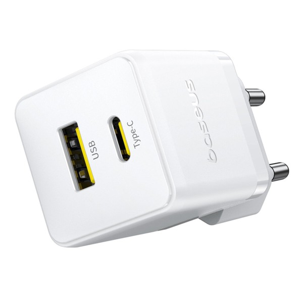 Мережевий зарядний пристрій Baseus Palm Fast Charger C+U 30W EU Moon White (P1011160A213-00)