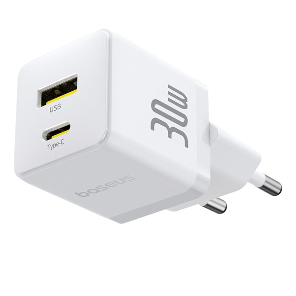 Мережевий зарядний пристрій Baseus Palm Fast Charger C+U 30W EU Moon White (P1011160A213-00)