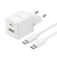 Мережевий зарядник пристрій Baseus Palm Fast Charger C+U 30W EU Moon White (with Baseus Mini White Cable USB-C to USB-C 60W (20V/3A) 1m Moon White) (P1011160A213-01)