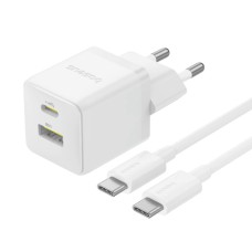 Мережевий зарядник пристрій Baseus Palm Fast Charger C+U 30W EU Moon White (with Baseus Mini White Cable USB-C to USB-C 60W (20V/3A) 1m Moon White) (P1011160A213-01)