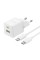 Мережевий зарядник пристрій Baseus Palm Fast Charger C+U 30W EU Moon White (with Baseus Mini White Cable USB-C to USB-C 60W (20V/3A) 1m Moon White) (P1011160A213-01)