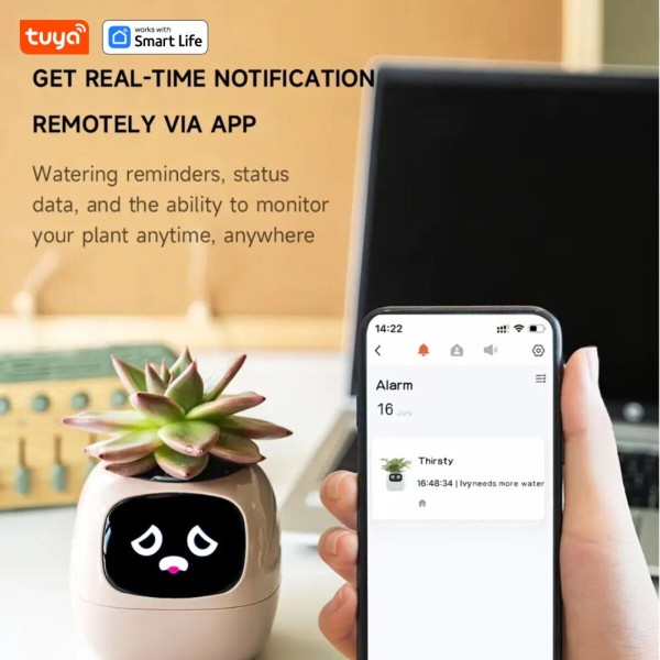 Інтерактивний розумний горщик для рослин Ivy Smart Planter Tuya AI, Purple (ISPTAPR)
