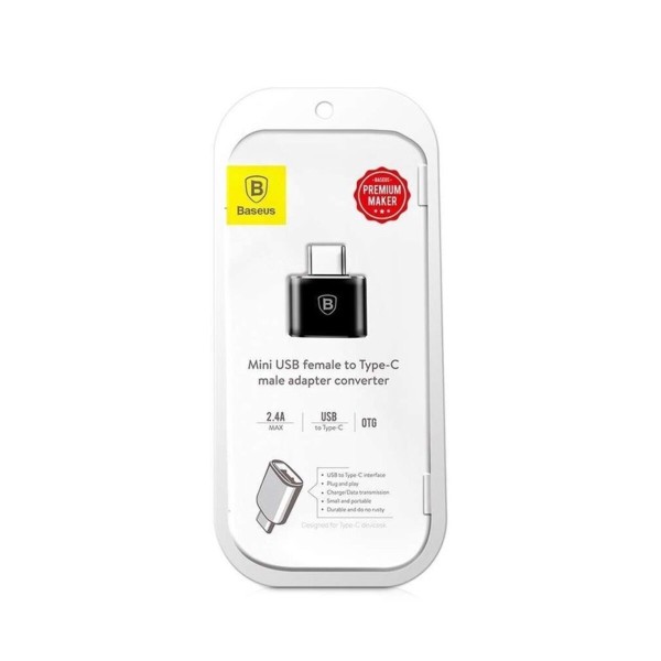 Адаптер Baseus USB Female To Type-C Male Adapter Converter Black (CATOTG-01)