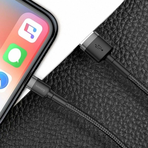 Кабель Baseus Cafule Cable USB For Lightning 2.4A 1m Gray+Black (CALKLF-BG1)
