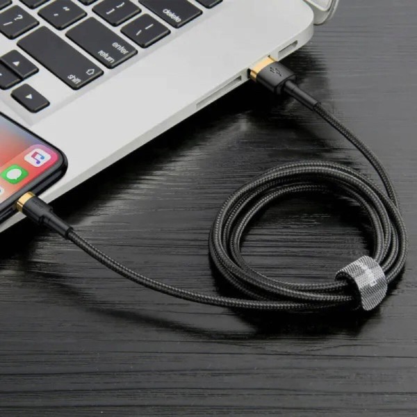 Кабель Baseus Cafule Cable USB For Lightning 2.4A 1m Gold+Black (CALKLF-BV1)