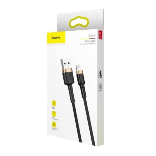 Кабель Baseus Cafule Cable USB For Lightning 2.4A 1m Gold+Black (CALKLF-BV1)