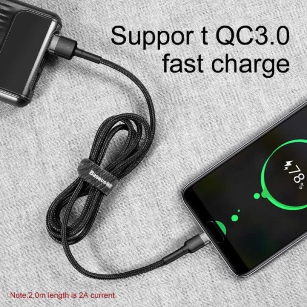 Кабель Baseus Cafule Cable USB For Type-C 3A 1m Gray+Black (CATKLF-BG1)