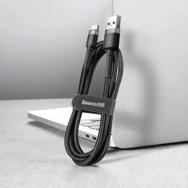 Кабель Baseus Cafule Cable USB For Type-C 3A 1m Gray+Black (CATKLF-BG1)