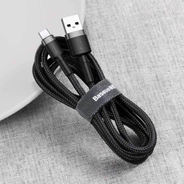 Кабель Baseus Cafule Cable USB For Type-C 3A 1m Gray+Black (CATKLF-BG1)