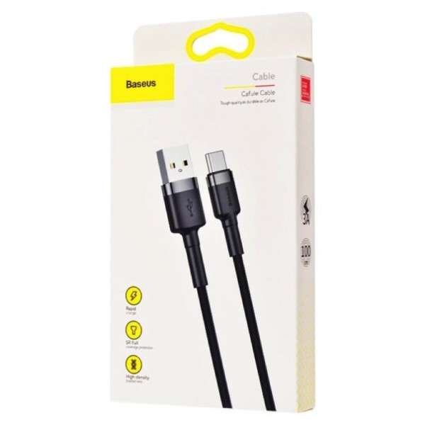 Кабель Baseus Cafule Cable USB For Type-C 3A 1m Gray+Black (CATKLF-BG1)