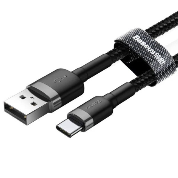 Кабель Baseus Cafule Cable USB For Type-C 3A 1m Gray+Black (CATKLF-BG1)