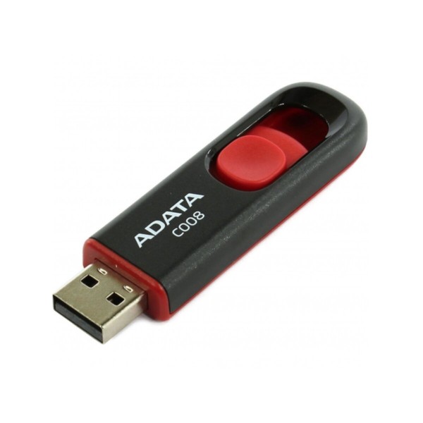 Флеш-накопичувач A-DATA USB 2.0 C008 64Gb Black/Red (AC008-64G-RKD)