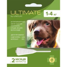 Unicum ULTIMATE краплі від бліх, кліщів, вошей та власоїдів для собак 1-4 кг. (0,6 мл)