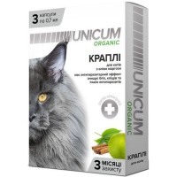 Unicum ORGANIC краплі на натуральній основі для відлякування бліх та кліщів для котів (3 піп.)